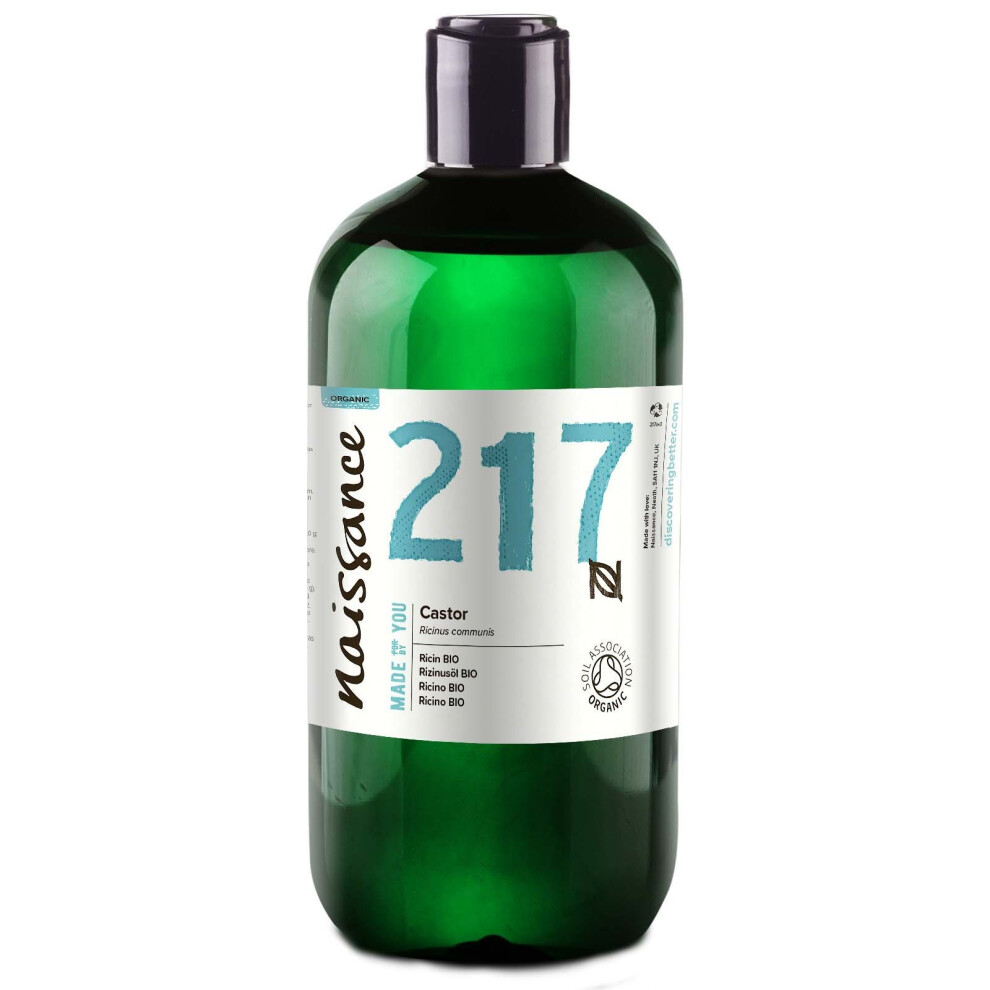 Naissance Organic Cold Pressed Castor Oil (No. 217) 500Ml - Pure, Certified Organic, Unrefined, Vegan, Hexane Free, No Gmo