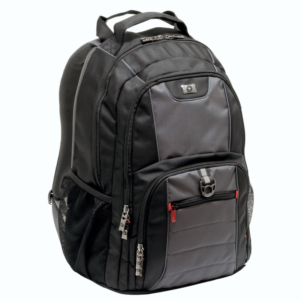 Wenger 600633 PILLAR 16" Laptop Backpack , Triple Protect compartment with case stabalising platform in Black / Grey {25 Litres}