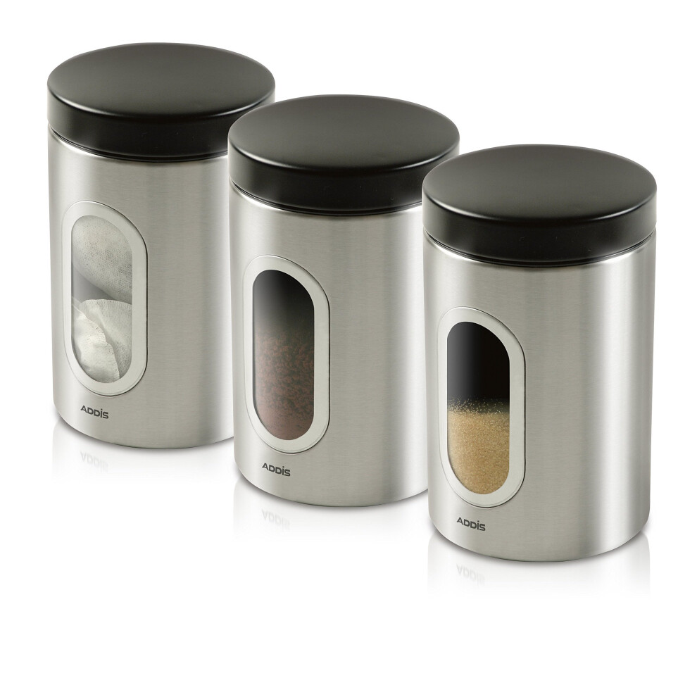 Addis Deluxe Canisters, Stainless Steel, Pack Of 3