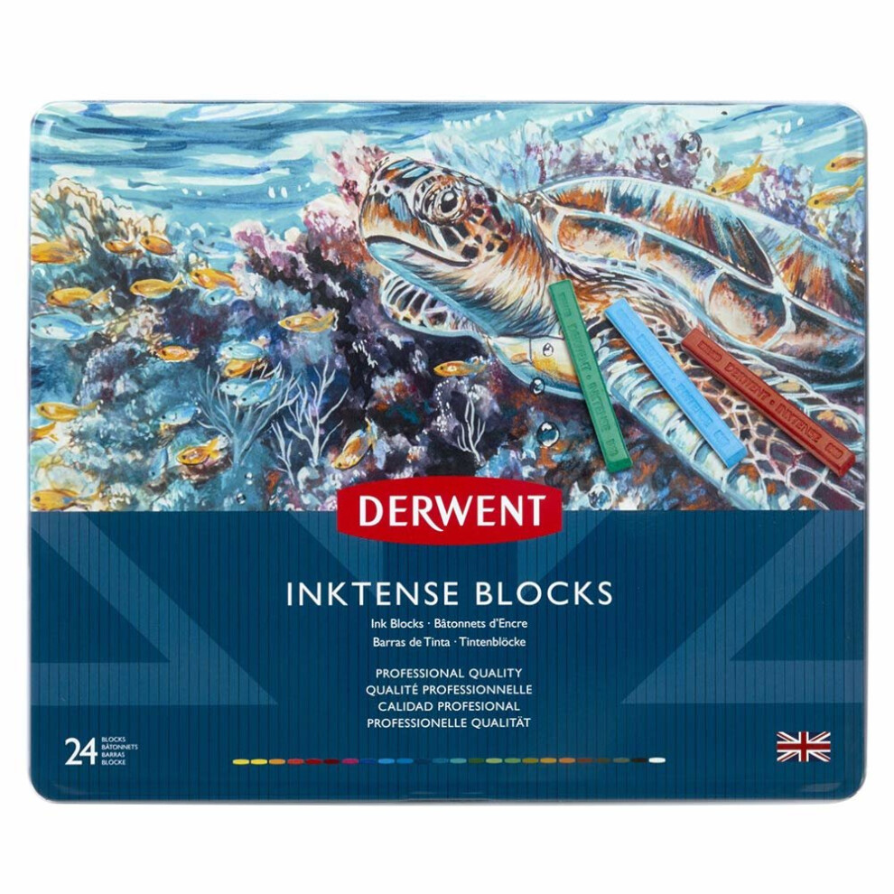 Derwent Inktense Permanent Watercolour Blocks, Set of 24, Professional Quality, 2300443, Multicolour