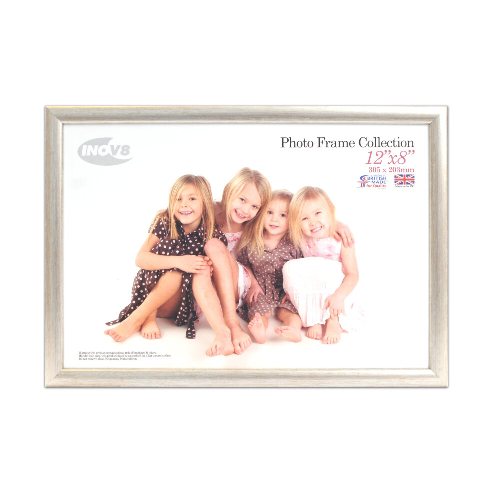 Inov8 British Made Traditional Picture/Photo Frame, 12x8-inch, Value Silver