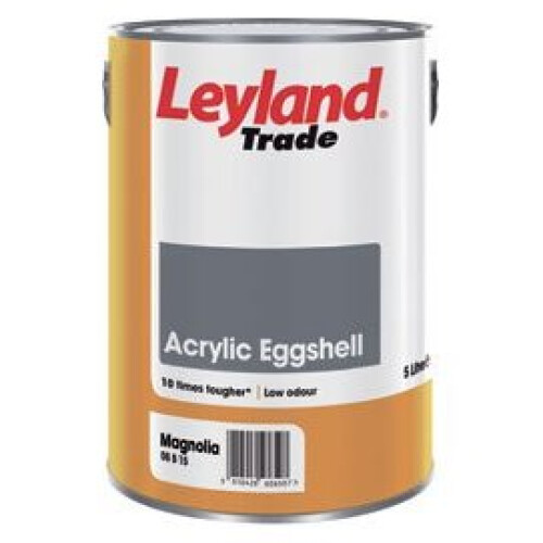 Leyland Trade 264368 Acrylic Eggshell, Brilliant White, 2.5