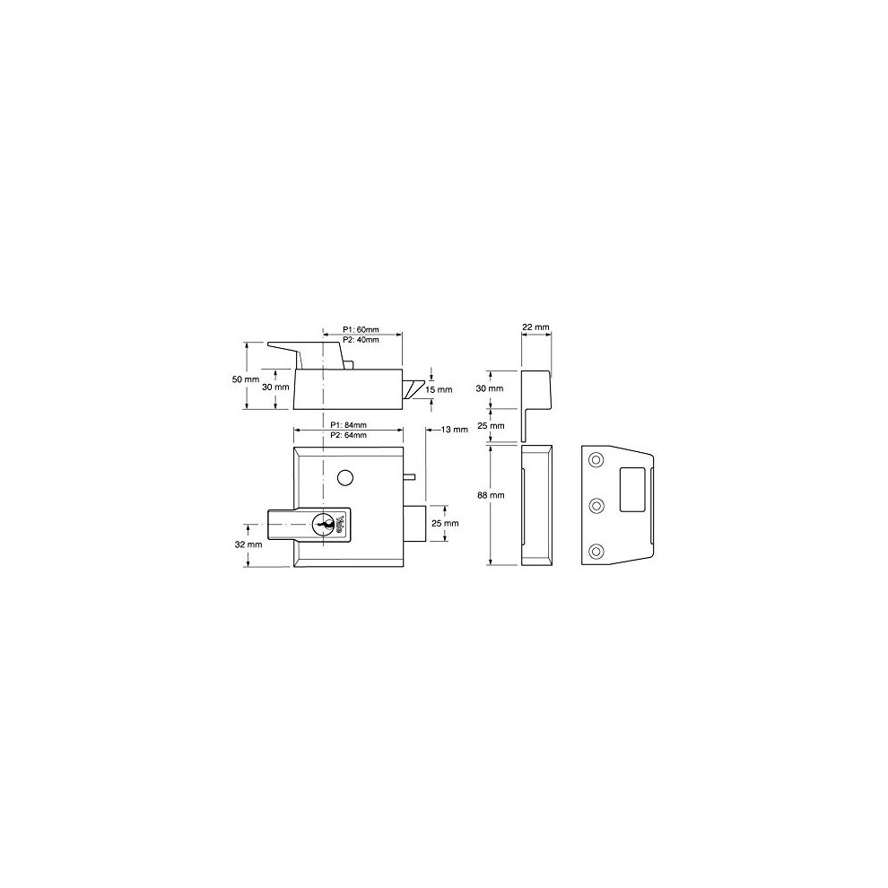 Yale Locks P1 Double Security Nightlatch Chrome Finish 60 mm Backset Visi Pack
