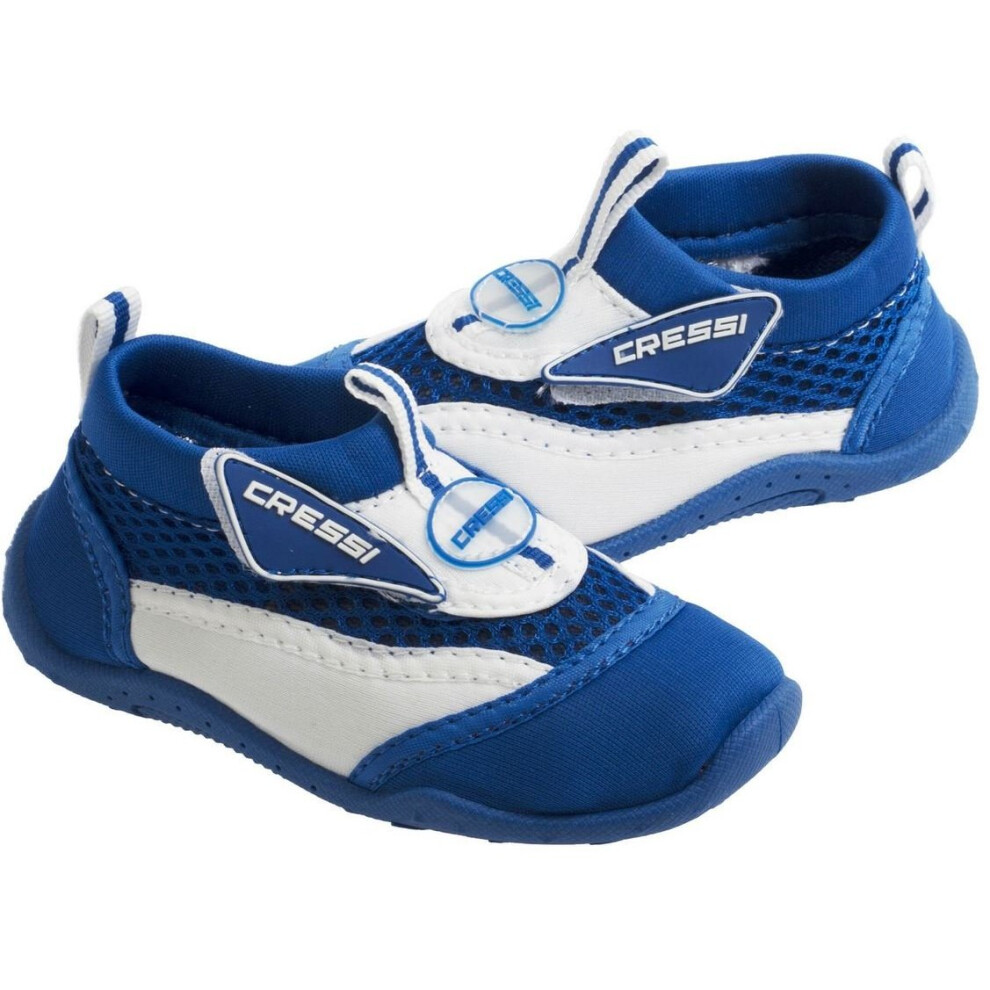 Cressi Kids Coral Beach Shoes (not for use on tiled surfaces), White/Blue, 3 UK (35 EU)
