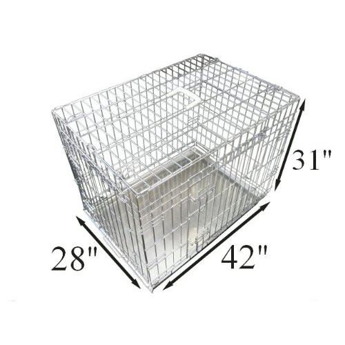 EllieBo Dog Puppy Cage Folding 2 Door Crate with NonChew Metal Tray