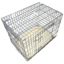 Ellie-Bo Deluxe Extra Strong 2 Door Folding Dog Puppy Cage with Faux Sheepskin Bed Medium 30 inch Silver
