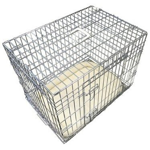 EllieBo Deluxe Extra Strong 2 Door Folding Dog Puppy Cage with Faux