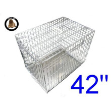 Ellie-Bo Dog Puppy Cage Folding 2 Door Crate with Non-Chew Metal Tray Extra Large 42-inch Silver