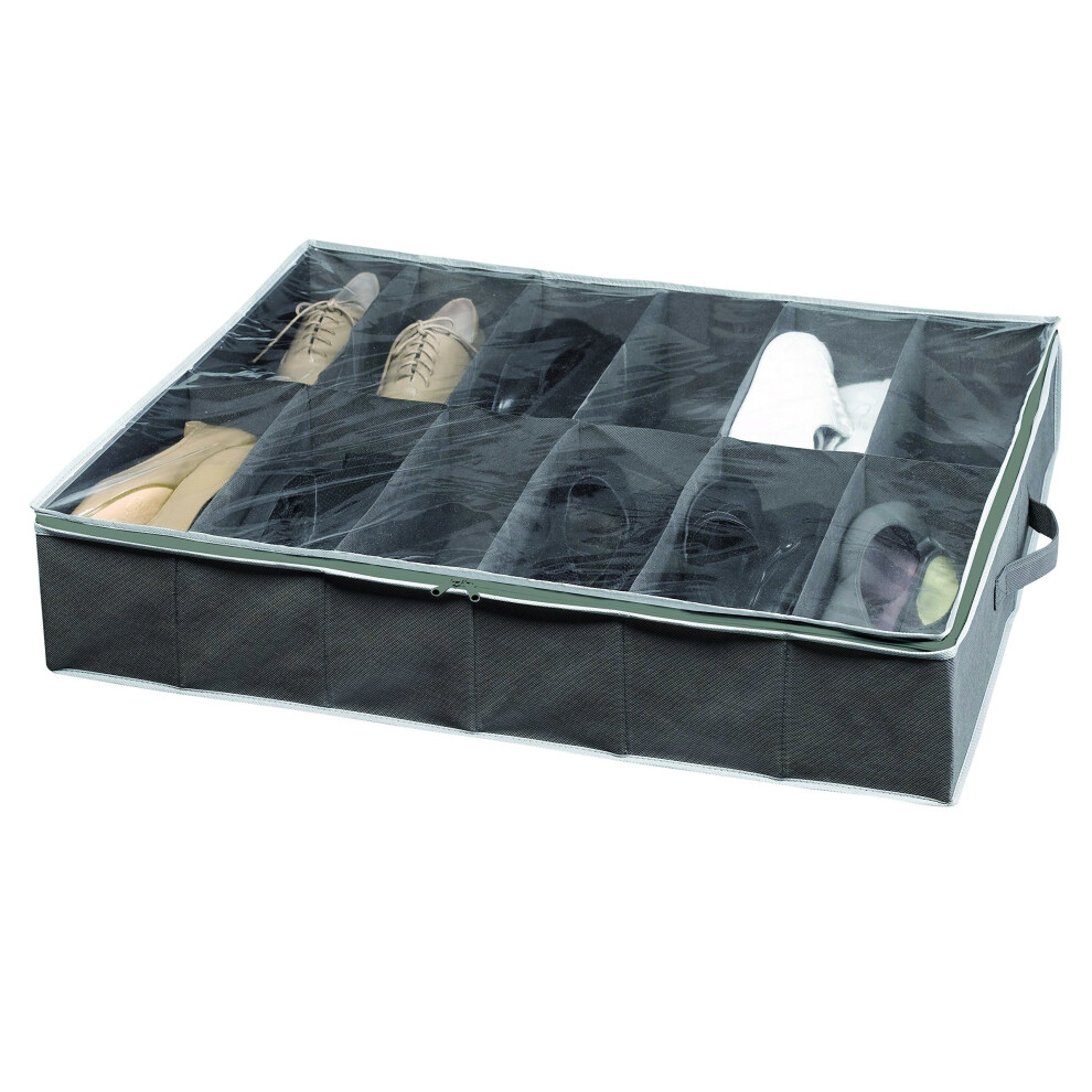 Compactor Novara Dora 12 Compartment Under bed Shoe Storage Bag, Dark Grey