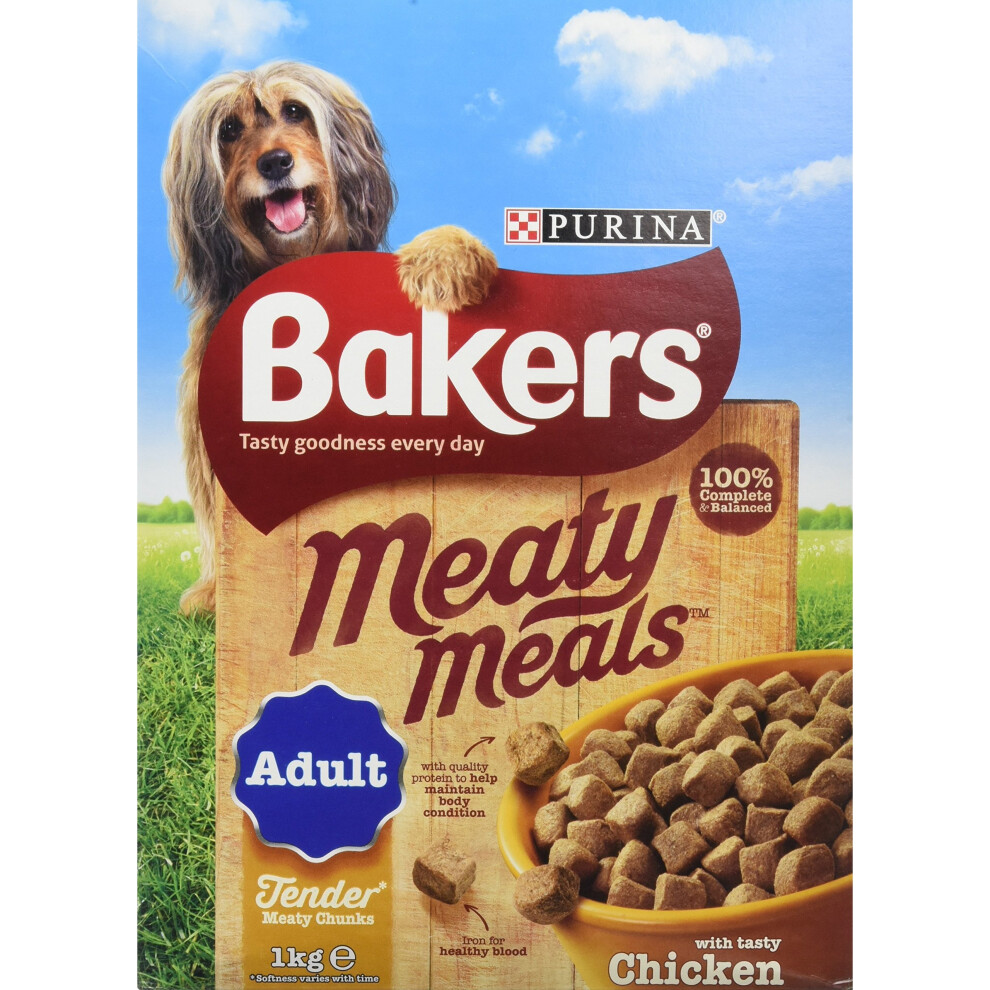 Bakers Complete Dog Food Meaty Meals Tasty Chicken, 1 kg