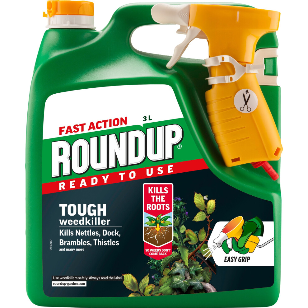 Miracle-Gro Scotts Roundup 3L Xl Tough & Deep Root Weedkiller - Fast-Acting, Kills Deep-Rooted Weeds (C-119019)