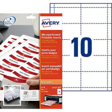 Avery L4727-20 Printable Name Badge Insert Refills (90 x 54 mm Inserts) - White, Pack of 200