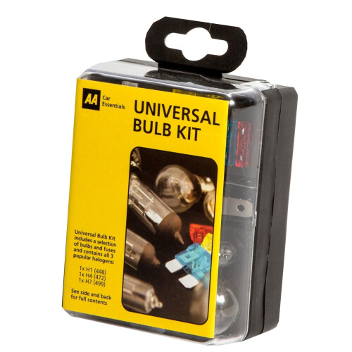 AA Compact Universal Bulb Kit, inc H1, H4 and H7 bulbs - Black