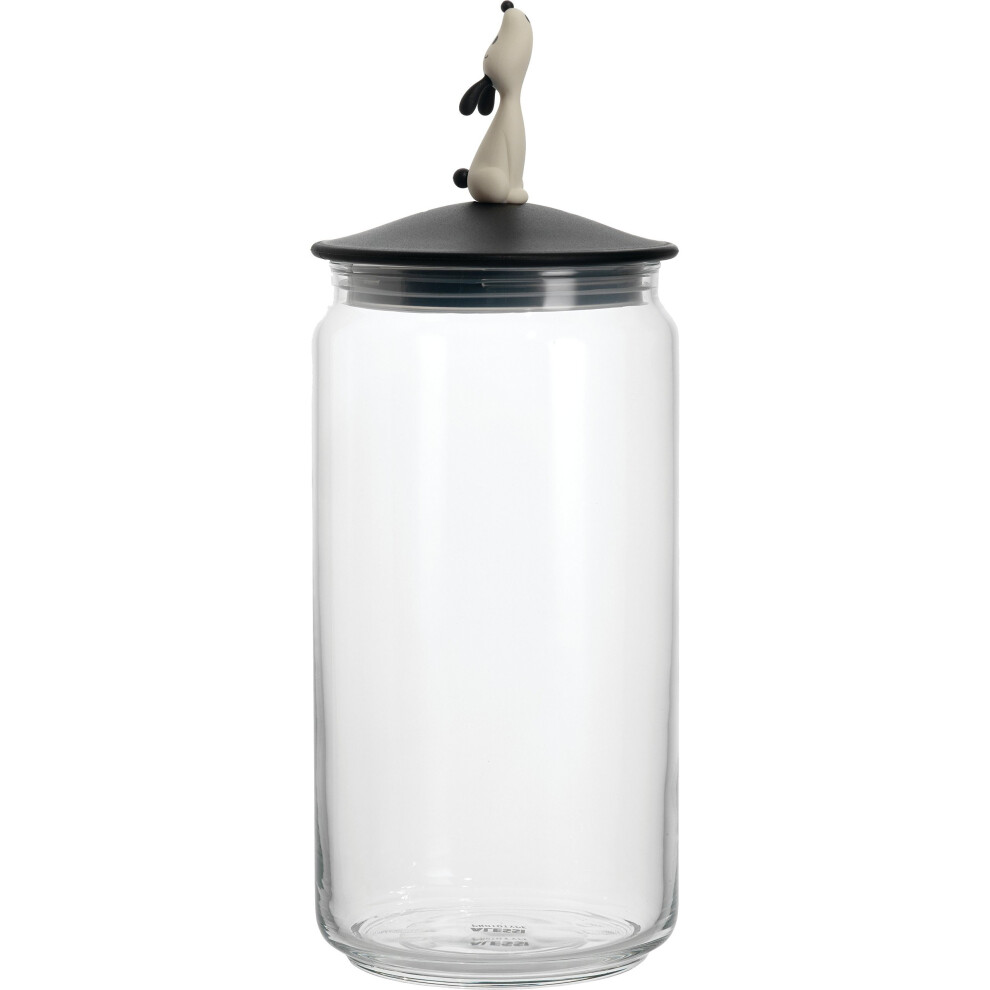 A Di Alessi Lulàjar Glass Jar for Dog Food with Lid in Thermoplastic Resin, Black