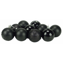 Christmas Concepts® Pack of 10-60mm Christmas Tree Baubles - Shiny, Matte & Glitter Decorated Baubles (Black)