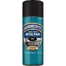 Hammerite 5084778 Metal Paint: Satin Black 400ml (Aerosol)