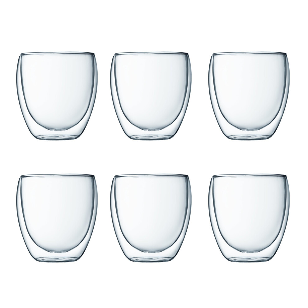 Bodum 4558-10-12 PAVINA Double Walled Thermo Glasses 0.25 L, 8 oz,Transparent, Set of 6