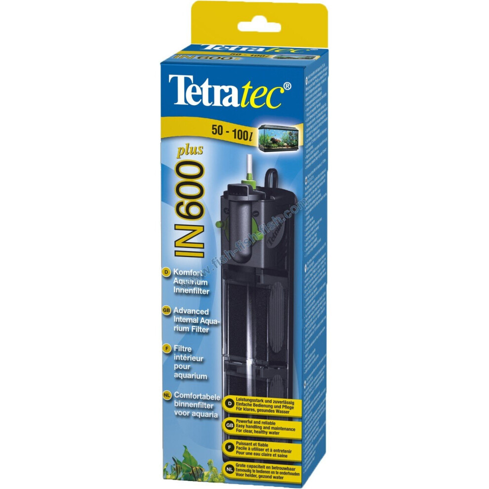 Tetra IN600 Plus Powerful Internal Filter for Physical, Biological and Chemical Aquarium Water Filtration