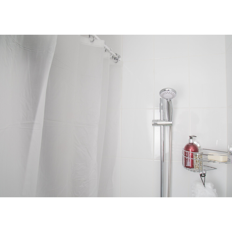 Croydex Professional Plain White Water-Resistant Textile Shower Curtain With Hygiene 'N' Clean 1800 x 1800mm