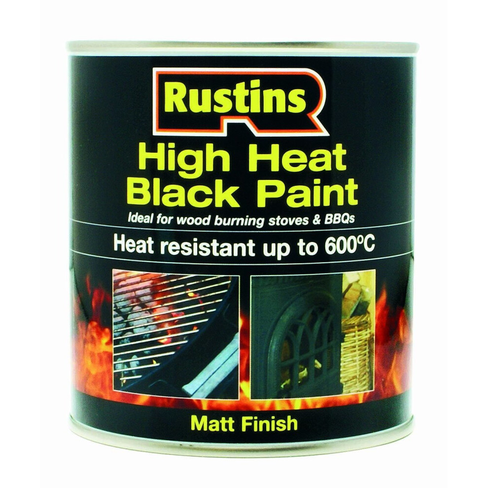 Rustins High Heat Paint Black 500ml