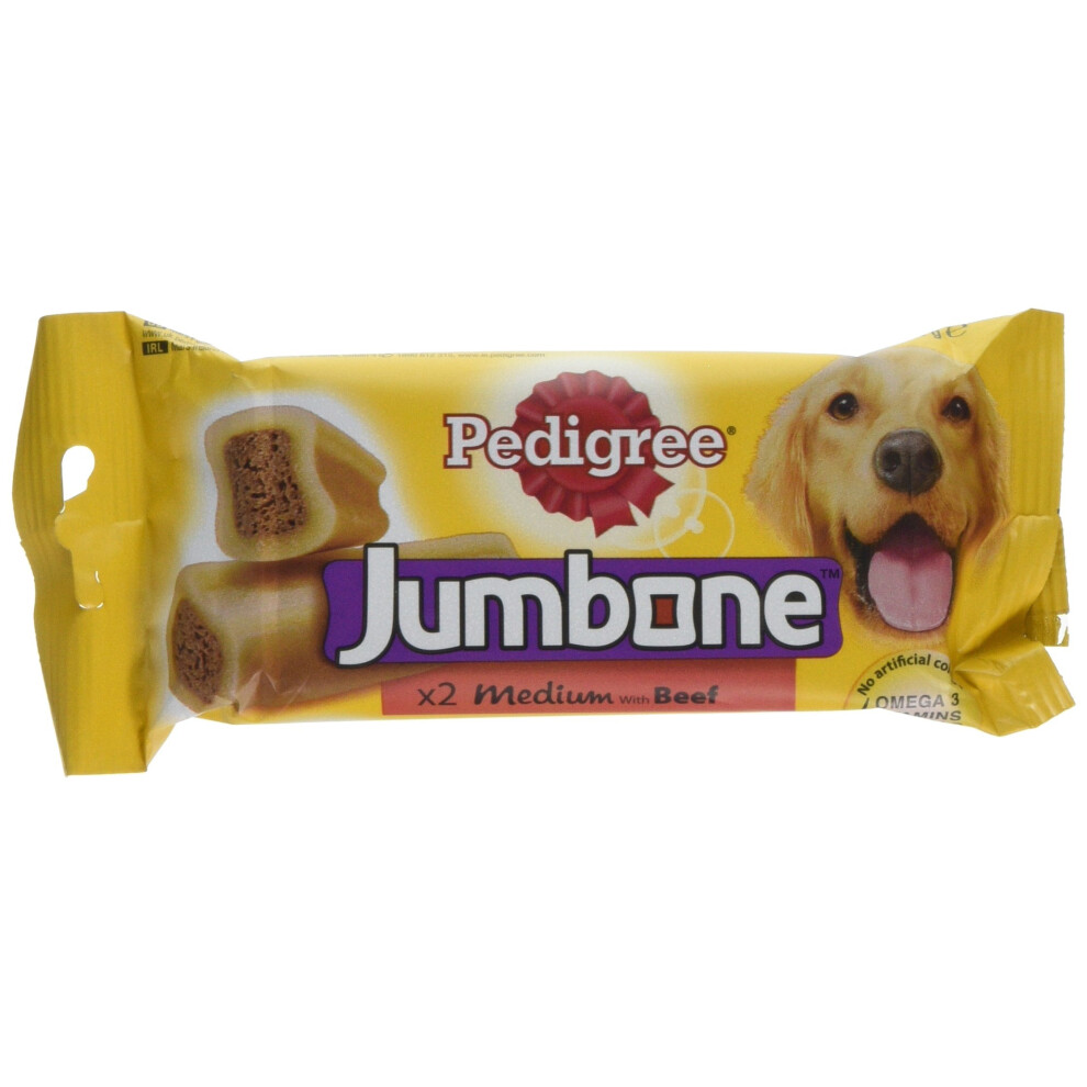 Pedigree Jumbone Medium Dog Treat with Beef, Pack of 12 (Total 24 Treats)