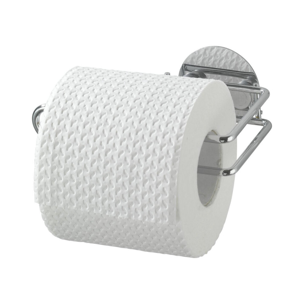 WENKO 18774100 Turbo-Loc toilet roll holder - fixing without drilling, Steel, 14 x 6 x 9 cm, Chrome