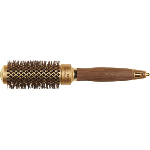 Olivia Garden NanoThermic™ Thermal Round Hair Brush 34mm - Anti-Bacterial, Ceramic, Anti-Static, Tourmaline-Ion & Wavy Nylon Bristles