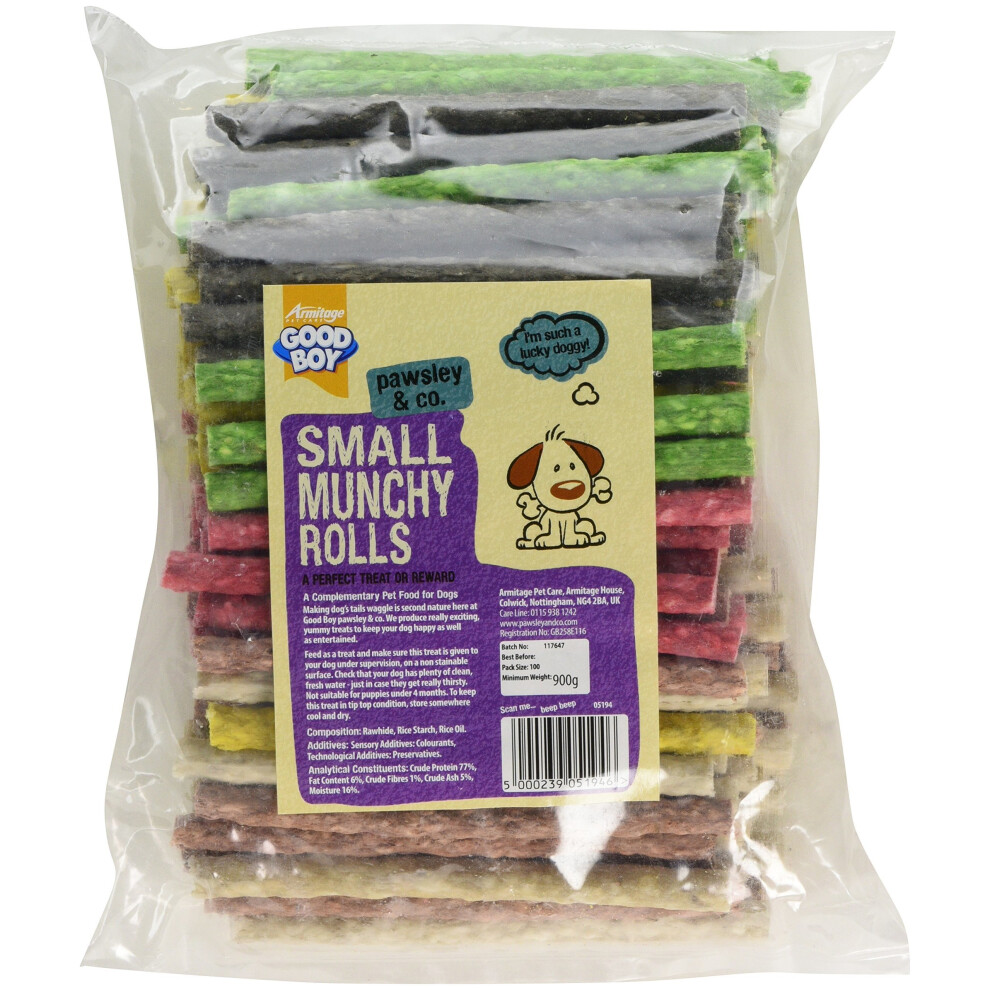 Good Boy Munchy Dog Treat Small Assorted Rolls, 125mm x 9/10mm, Pack of 100