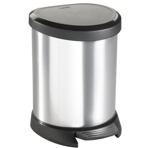 Curver KADAX Curver 5L Abfalleimer mit Pedal, Silber