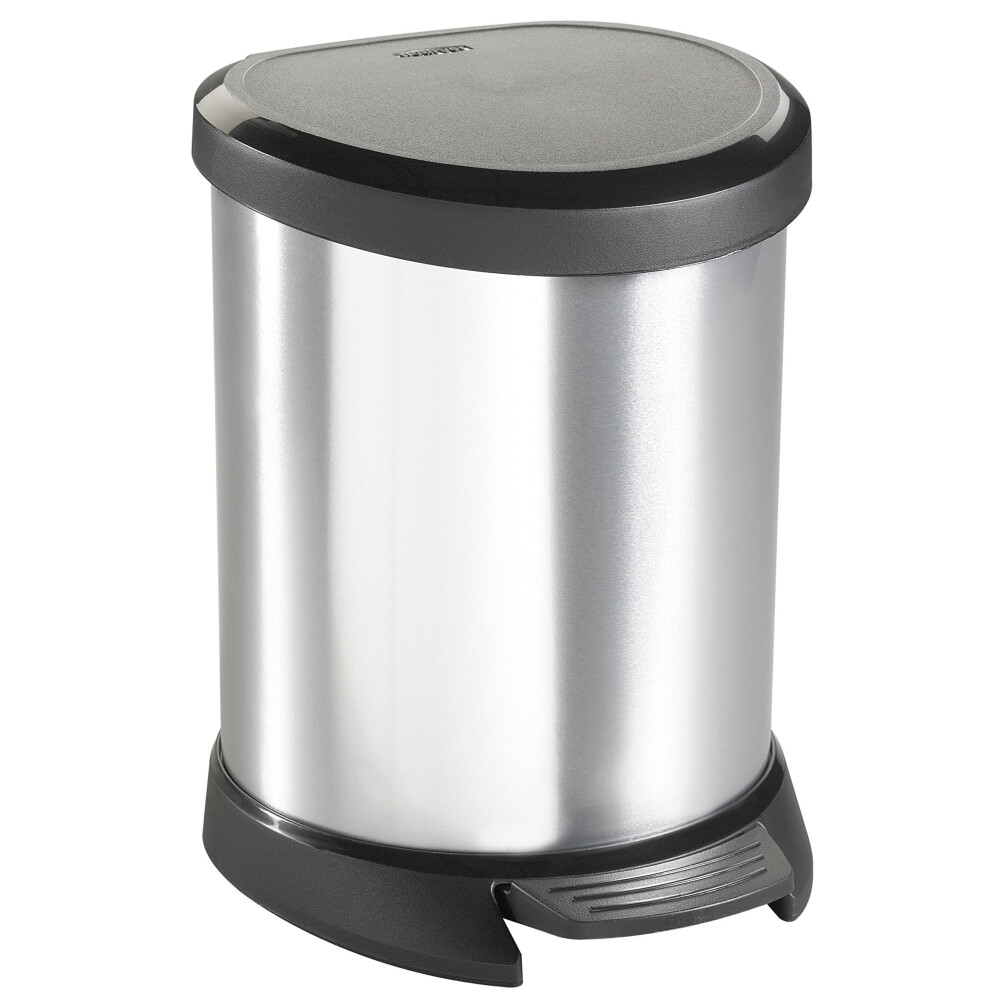 Curver 5 Litre Plastic Deco Pedal Bin, Silver