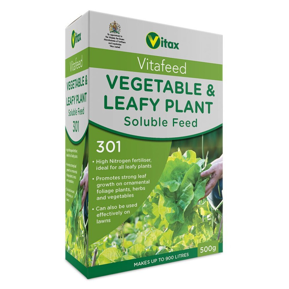 Vitax Vitafeed Vegetable & Leafy Plant Soluble Feed 500g (301) - High-Nitrogen Feed for Strong Leaf Growth on Vegetables, Herbs, Ornamentals & Lawns