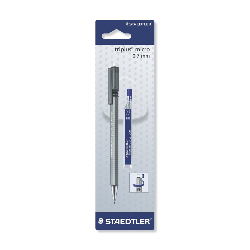 Staedtler Triplus Micro 77427BK25D Triangular Mechanical Pencil 0.7mm with Lead Refill Tube