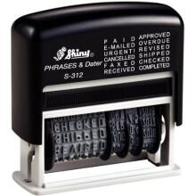 Shiny S-312 Self-Inking Dial-a-Phrase Date Stamp 12 Phrases 3.8mm Character Height
