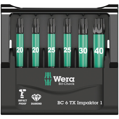 Wera Wera Tools 05057693001 Check 6 IMPAKTOR 1 BITS pour vis TX Taille unique Multi 2