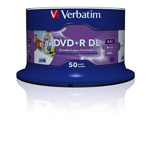 Verbatim Verbatim 43703 8x Dual Layer Printable DVD+R - Spindle 50 Pack
