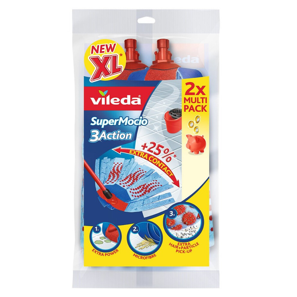 Vileda SuperMocio 3Action XL Refill, Refill Twin Pack