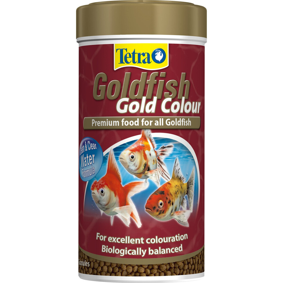 Tetra Goldfish Gold Colour Fish Food, Premium Food with Colour Enhancers for All Goldfish, 250 ml (75 g)