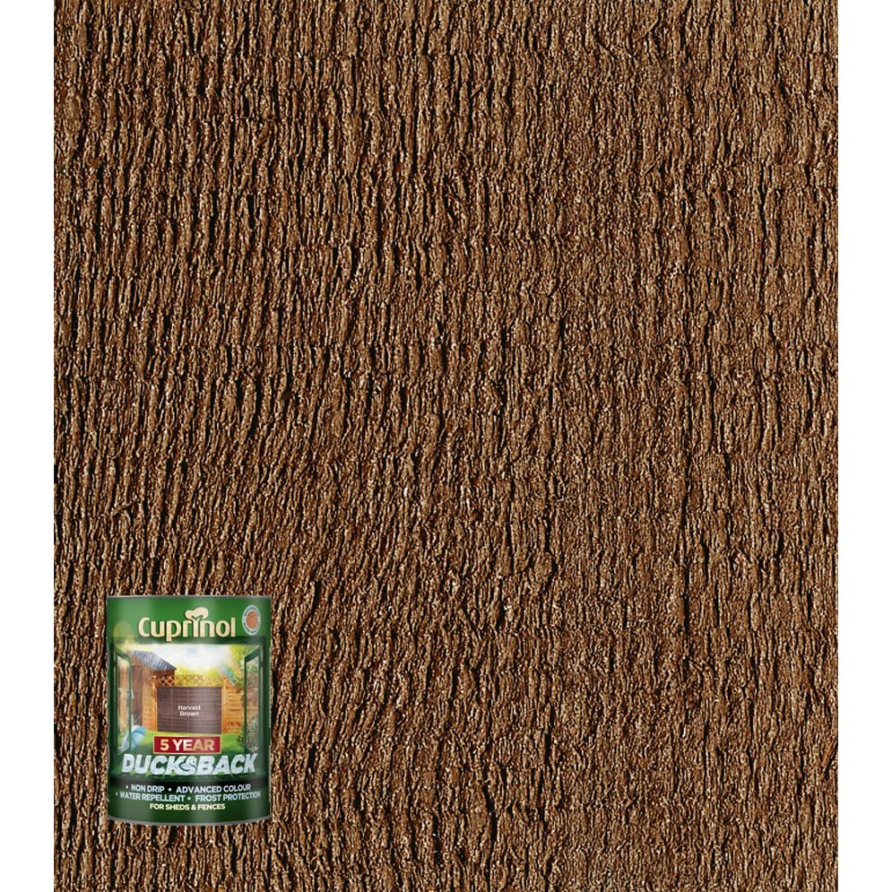 Cuprinol Ducksback 5 Year Waterproof for Sheds and Fences, 5 L - Harvest Brown