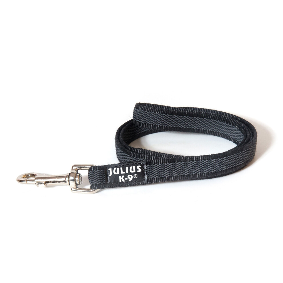 Julius-K9 218GM-1-2 Color & Gray Super-Grip Leash with Handle, 14 mm x 1.2 m, Black-Gray