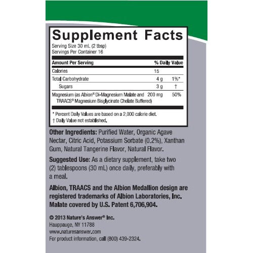 Nature's Answer, Magnesio Malato e Glicinato Liquido, 16 fl oz (480 ml) 1