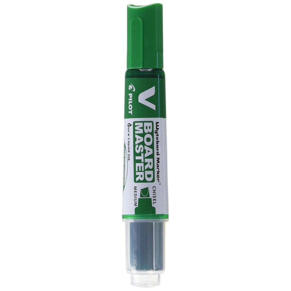 Pilot Begreen Recycled V Board Master Whiteboard Marker Chisel 2.2 - 5.2 mm Tip - Green, Box of 10