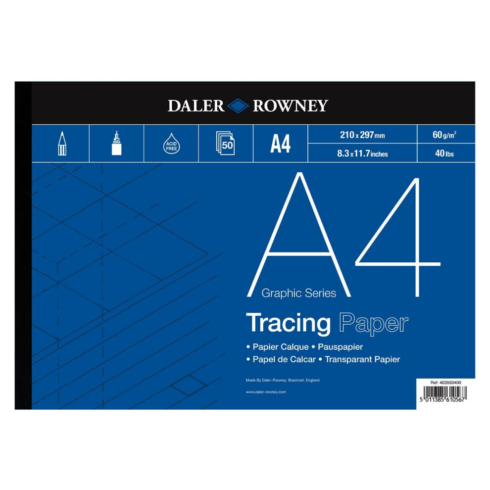 Daler-Rowney A4 60gsm tracing paper pad 50 sheets