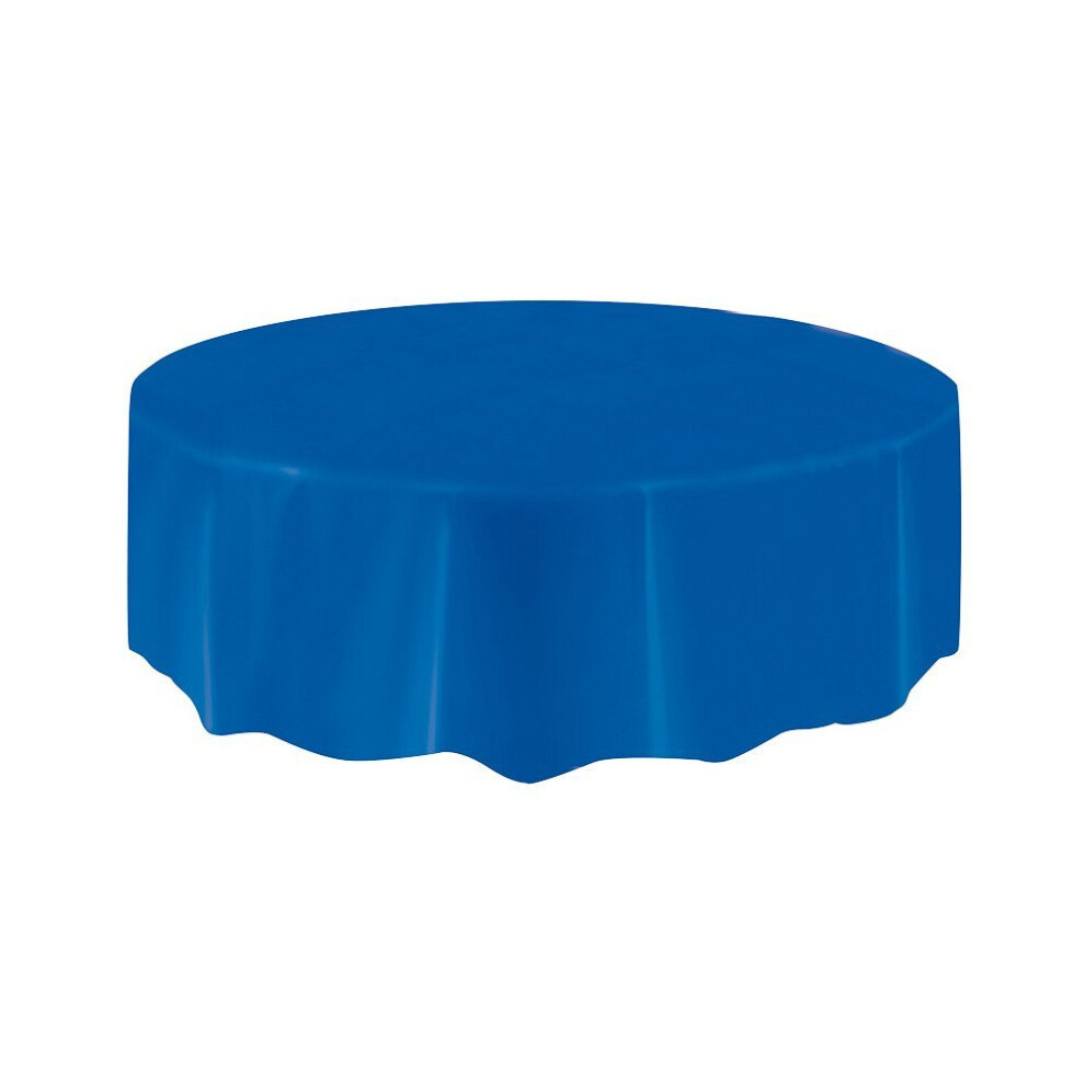 Unique Party  50030  - Round Royal Blue Plastic Tablecloth, 7ft