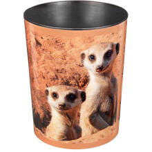Runner trash, 13 litre trash can, perfect for the nursery, round, sturdy plastic Meerkats Erdmännchen