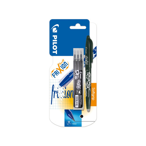 Pilot Pilot Frixion Erasable Rollerball Set 0.7 mm (Single Pen) with 3 refills - Black