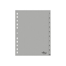 Durable 651110 Polypropylene (PP) Folder Index 1-10 A4 215/230 x 297 mm, 10 Sheets, Pack of 25, Grey