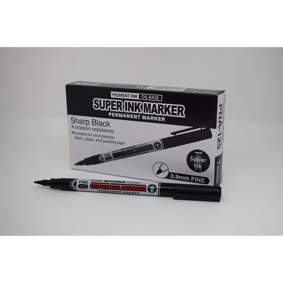 Black Super Ink Quick Dry Permanent Marker - 12 Pcs