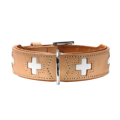 Hunter HUNTER Swiss Nickel Pale Leather Collar, XX-Small, Tan