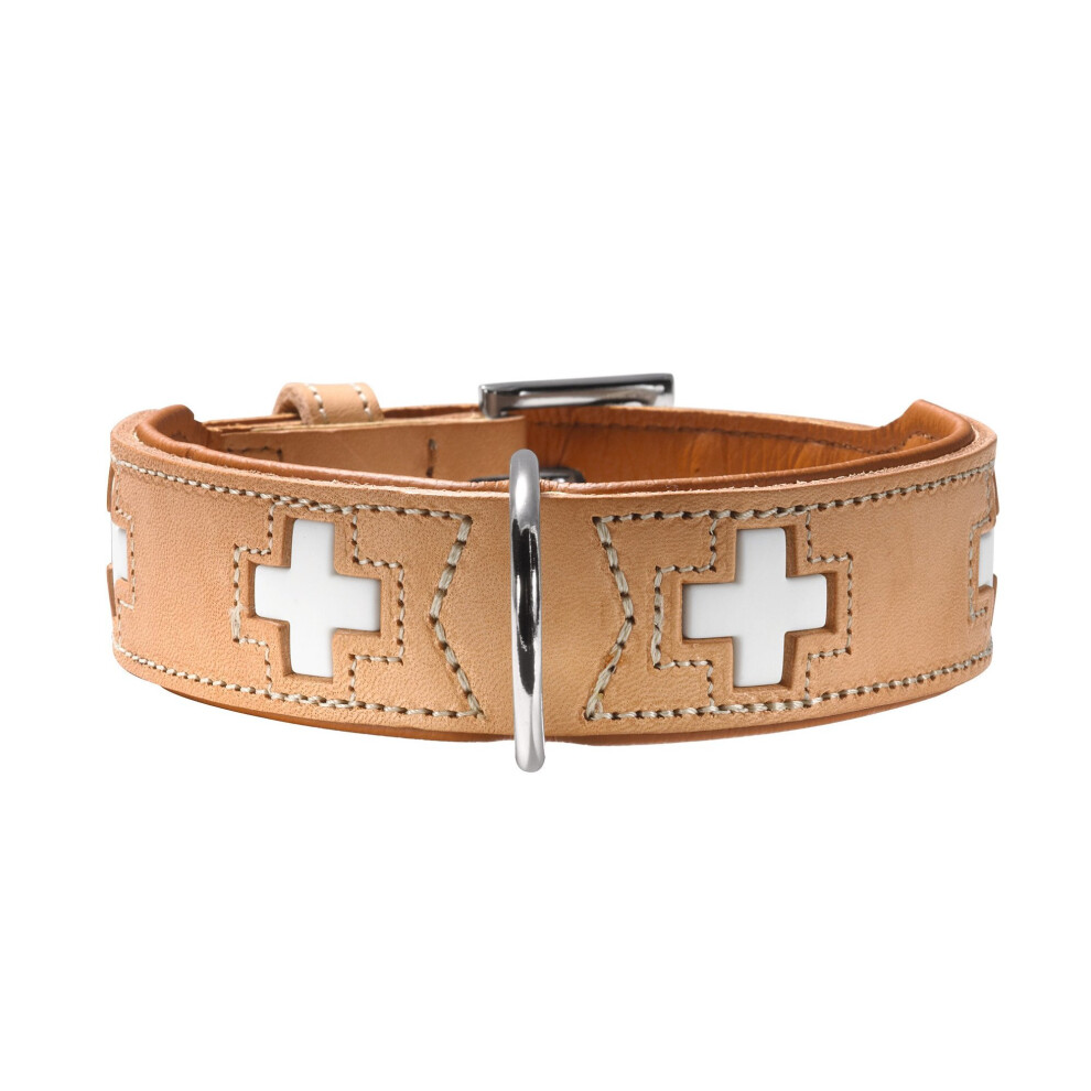 HUNTER Swiss Nickel Pale Leather Collar, XX-Small, Tan