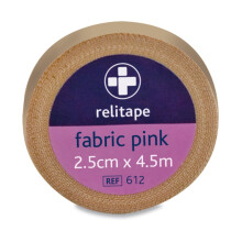 2.5 cm x 4.5 m Pink Relitape Fabric Elastic Strapping Tape